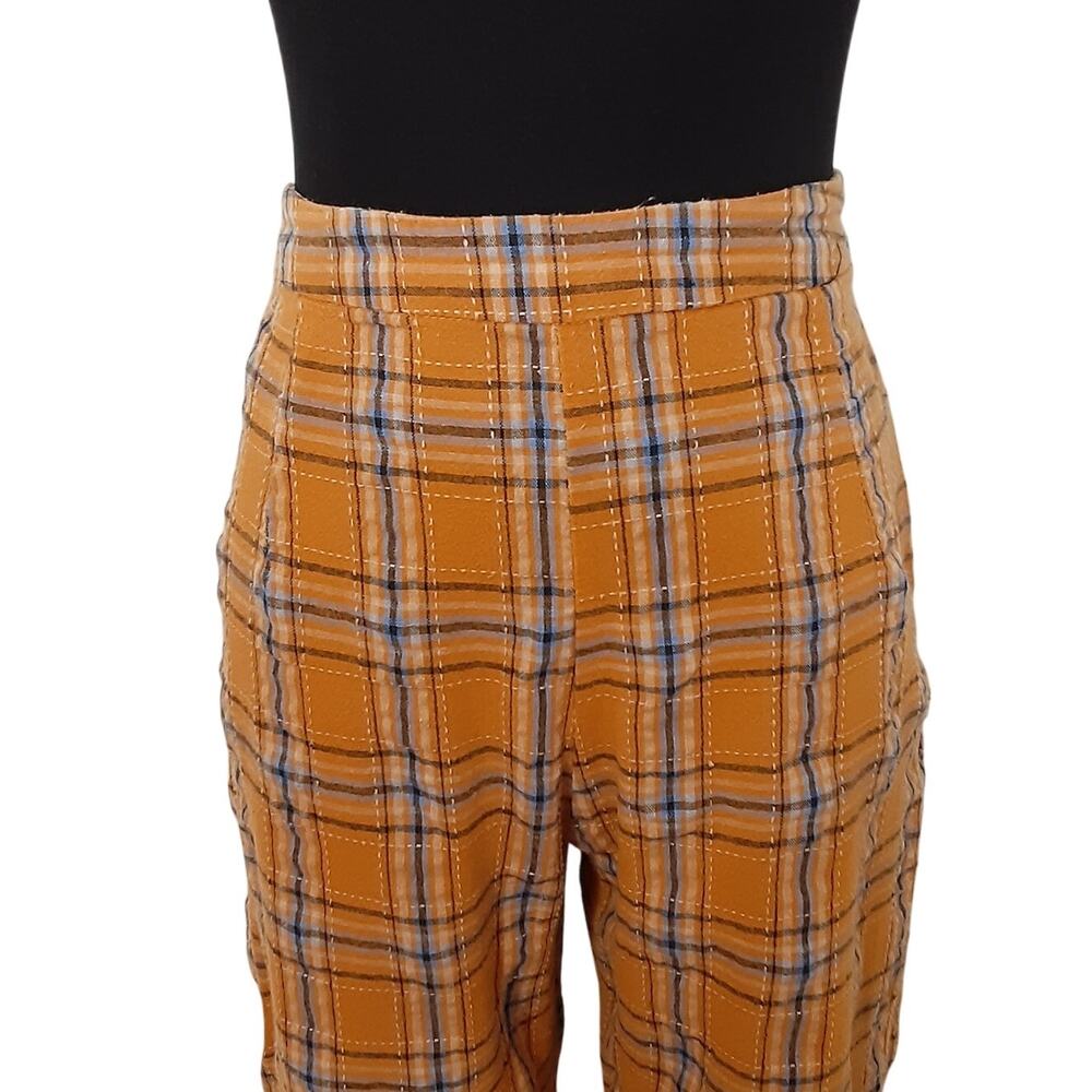 Vintage 70s Inspired Plaid Trousers Orange Womens S/M Academia - Picture 4 of 12